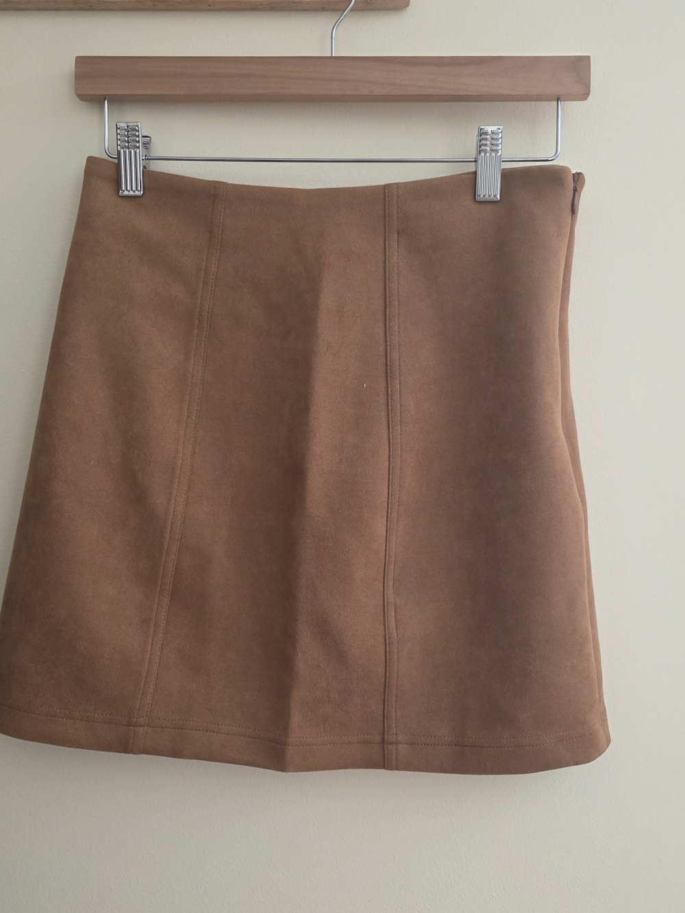 Icone Simons Classic Brown Faux Suede A-Line Mini Skirt - Women